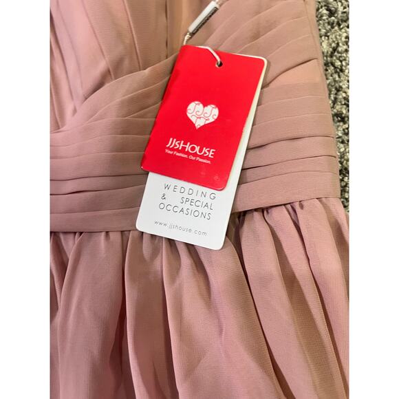 JJ’s House A-Line‎ Scoop Floor-Length Chiffon Bridesmaid Dress, Blush Pink Sz 8 - Picture 4 of 12